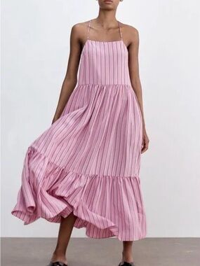 Zara Pink Striped Maxi Sundress